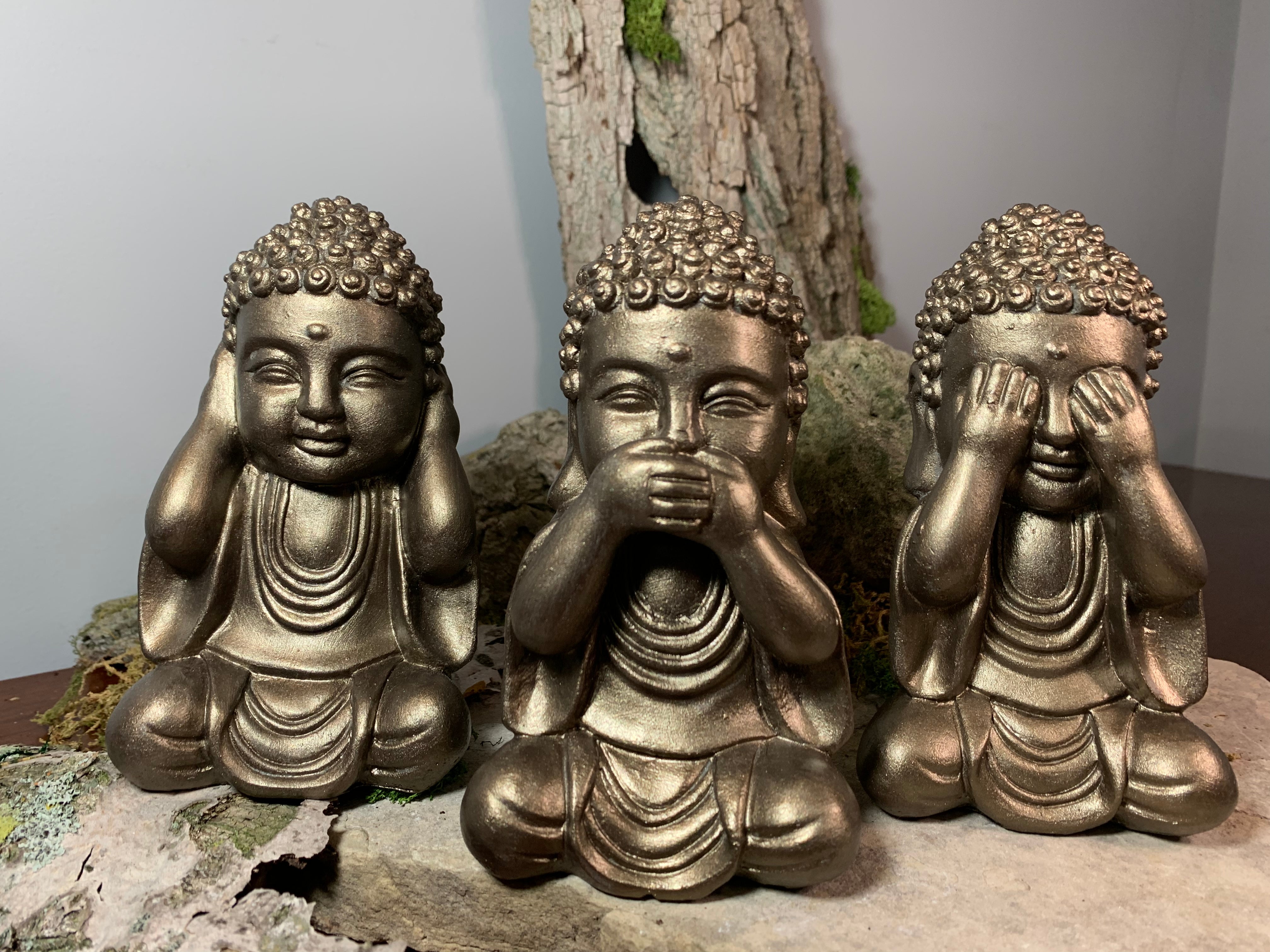 Bronze Buddha Statue Trio 6h x 3.5w – The Vibe Inside